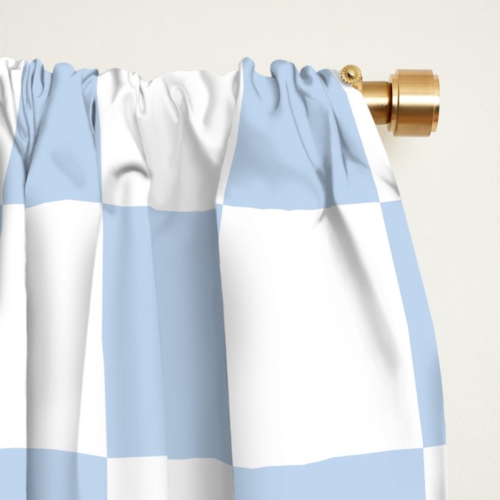 Checkerboard Mini Check Pattern in Baby Blue and White Window Curtain Gallery Image 2