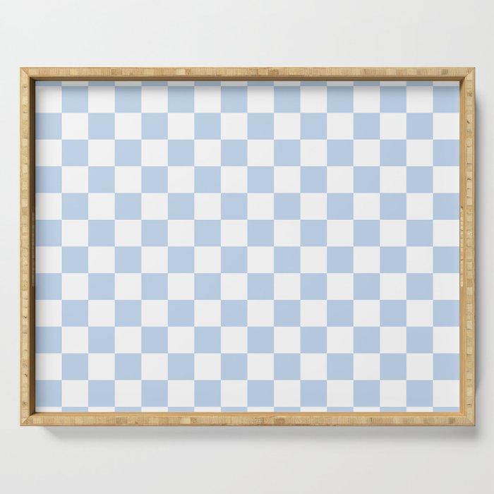 Checkerboard Mini Check Pattern in Baby Blue and White Serving Tray Gallery Image 1