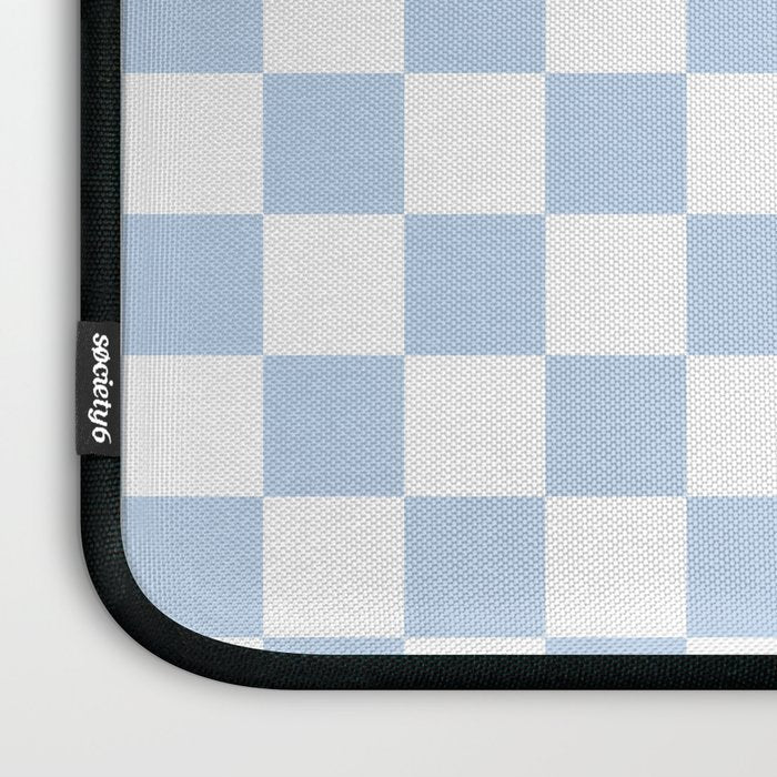 Checkerboard Mini Check Pattern in Baby Blue and White Laptop Sleeve Gallery Image 3