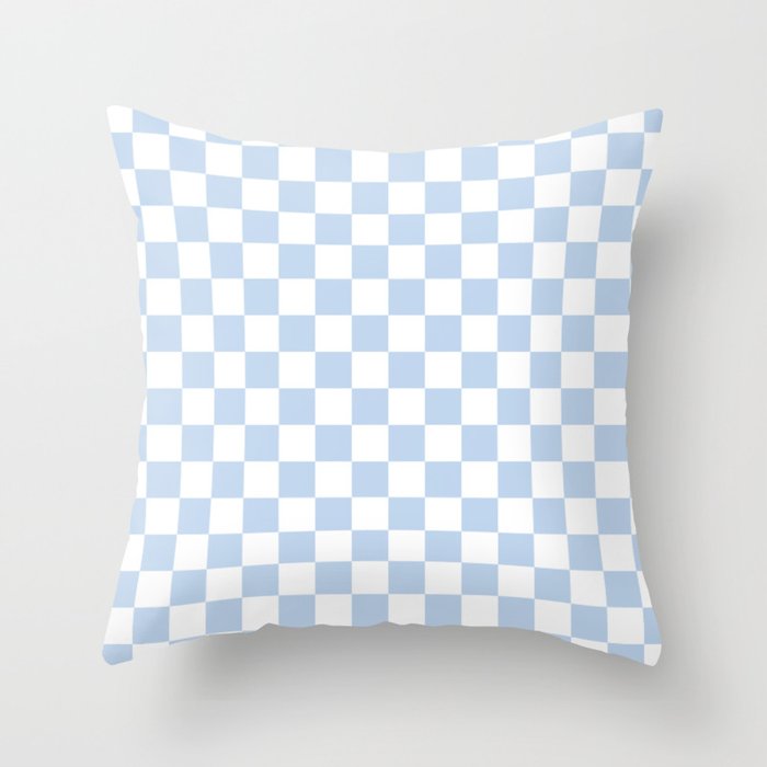 Checkerboard Mini Check Pattern in Baby Blue and White Throw Pillow Gallery Image 1