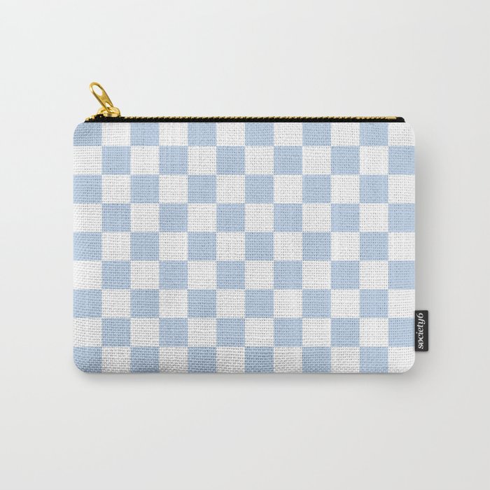 Checkerboard Mini Check Pattern in Baby Blue and White Carry All Pouch Gallery Image 1
