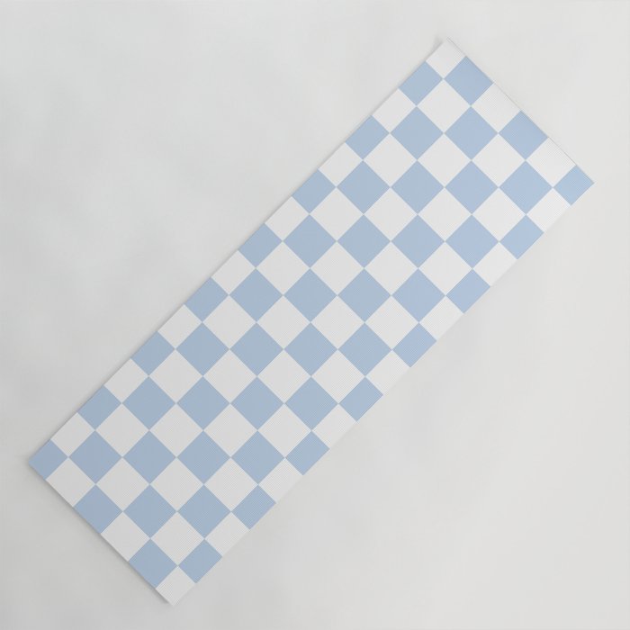 Checkerboard Mini Check Pattern in Baby Blue and White Yoga Mat Gallery Image 1