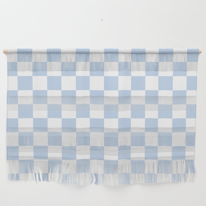 Checkerboard Mini Check Pattern in Baby Blue and White Wall Hanging Gallery Image 1