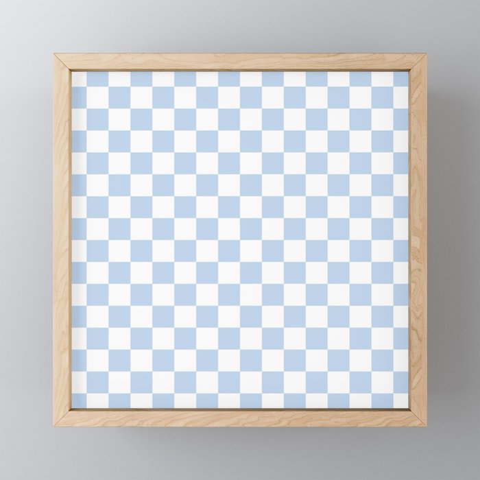 Checkerboard Mini Check Pattern in Baby Blue and White Mini Art Print Gallery Image 1
