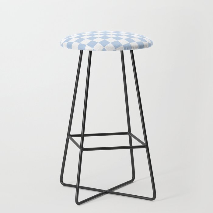 Checkerboard Mini Check Pattern in Baby Blue and White Stool Gallery Image 1