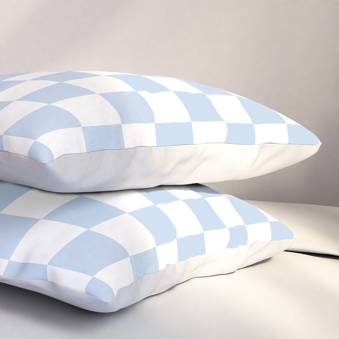 Checkerboard Mini Check Pattern in Baby Blue and White Pillow Sham Gallery Image 3