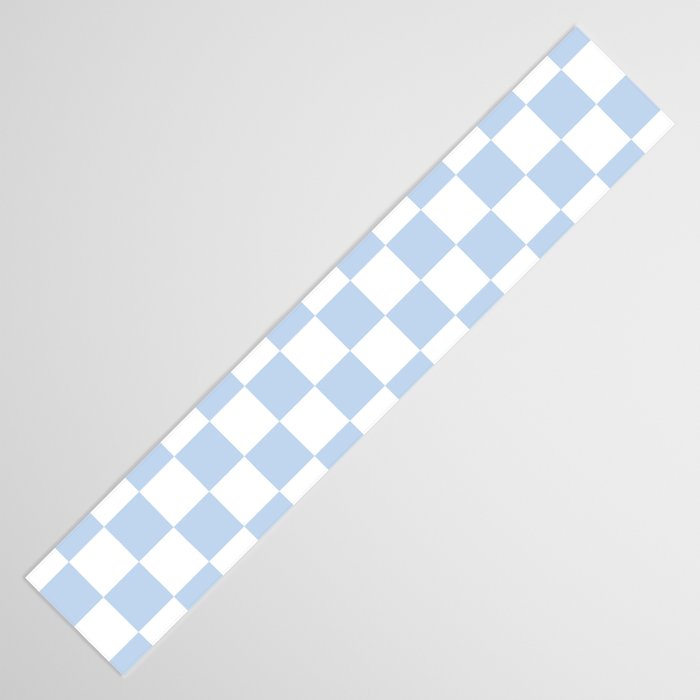 Checkerboard Mini Check Pattern in Baby Blue and White Table Runner Gallery Image 3