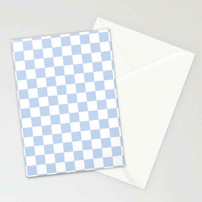 Checkerboard Mini Check Pattern in Baby Blue and White Stationery Card Gallery Image 2