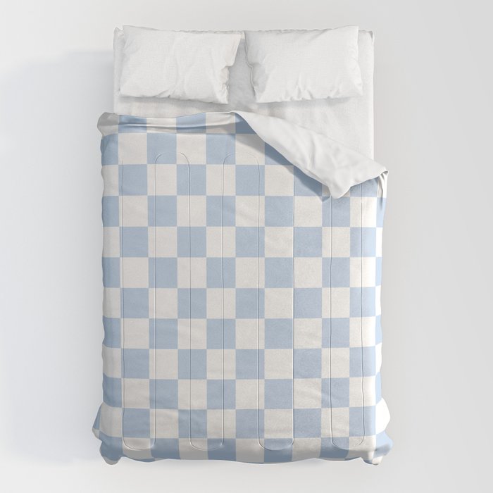 Checkerboard Mini Check Pattern in Baby Blue and White Comforter Gallery Image 6