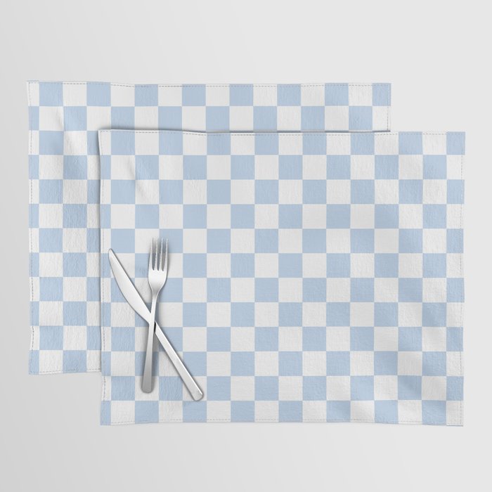 Checkerboard Mini Check Pattern in Baby Blue and White Placemat Gallery Image 1