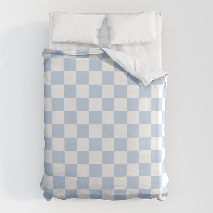 Checkerboard Mini Check Pattern in Baby Blue and White Duvet Cover Gallery Image 6