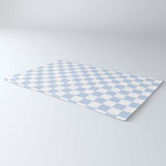Checkerboard Mini Check Pattern in Baby Blue and White Rug Gallery Image 3
