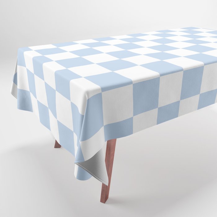 Checkerboard Mini Check Pattern in Baby Blue and White Tablecloth Gallery Image 1