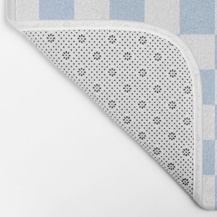 Checkerboard Mini Check Pattern in Baby Blue and White Bath Mat Gallery Image 2