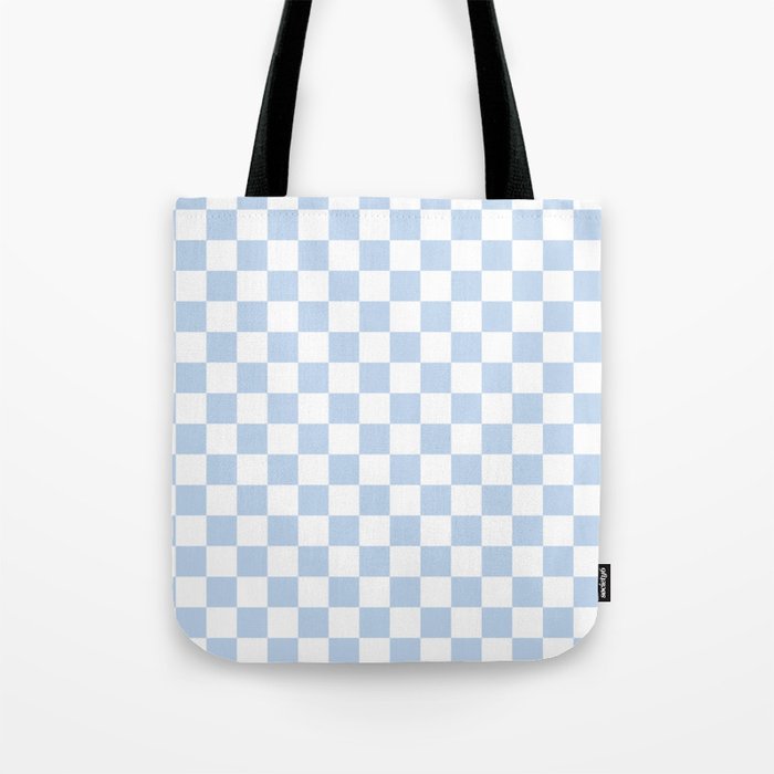 Checkerboard Mini Check Pattern in Baby Blue and White Tote Bag Gallery Image 1