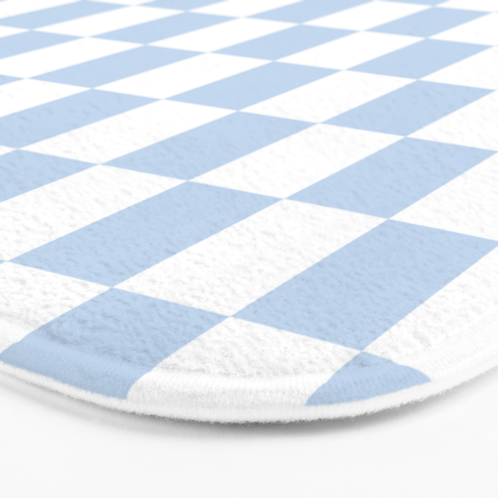 Checkerboard Mini Check Pattern in Baby Blue and White Bath Mat Gallery Image 3