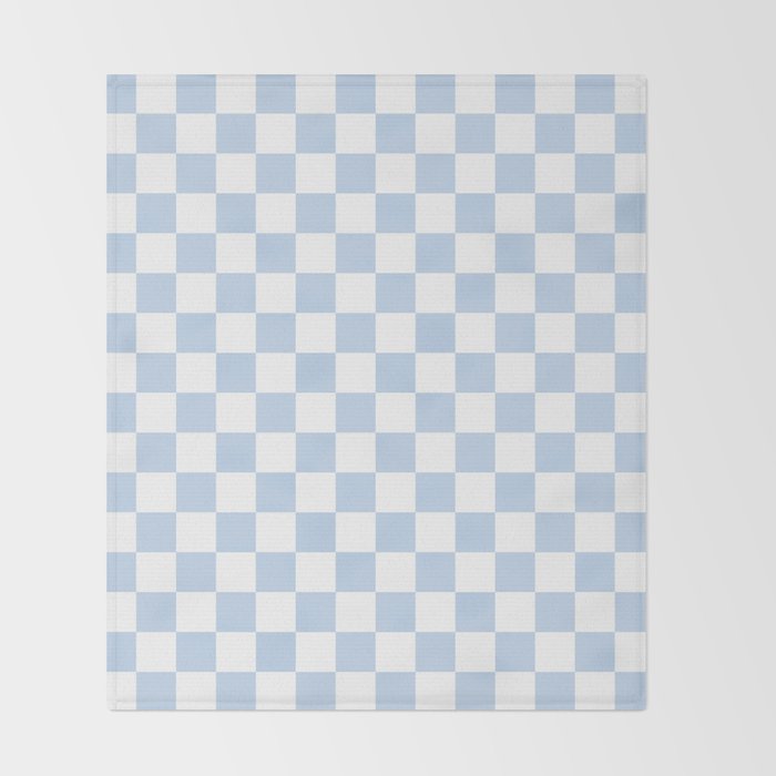 Checkerboard Mini Check Pattern in Baby Blue and White Throw Blanket Gallery Image 2