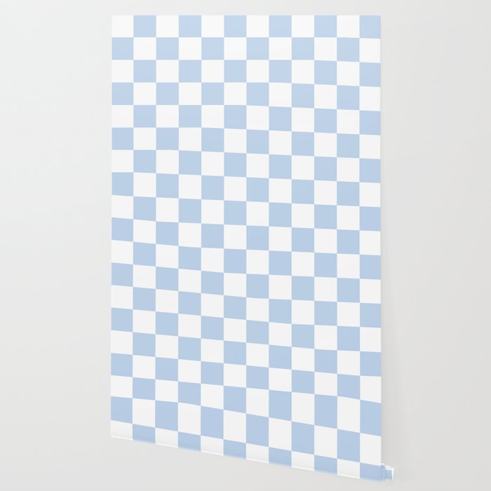 Checkerboard Mini Check Pattern in Baby Blue and White Wallpaper Gallery Image 2