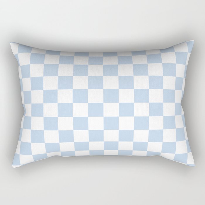 Checkerboard Mini Check Pattern in Baby Blue and White Rectangular Pillow Gallery Image 2