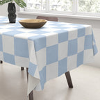 Checkerboard Mini Check Pattern in Baby Blue and White Tablecloth Gallery Image 3