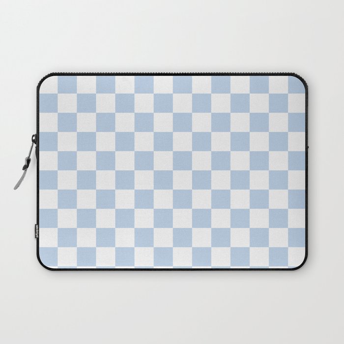 Checkerboard Mini Check Pattern in Baby Blue and White Laptop Sleeve Gallery Image 1