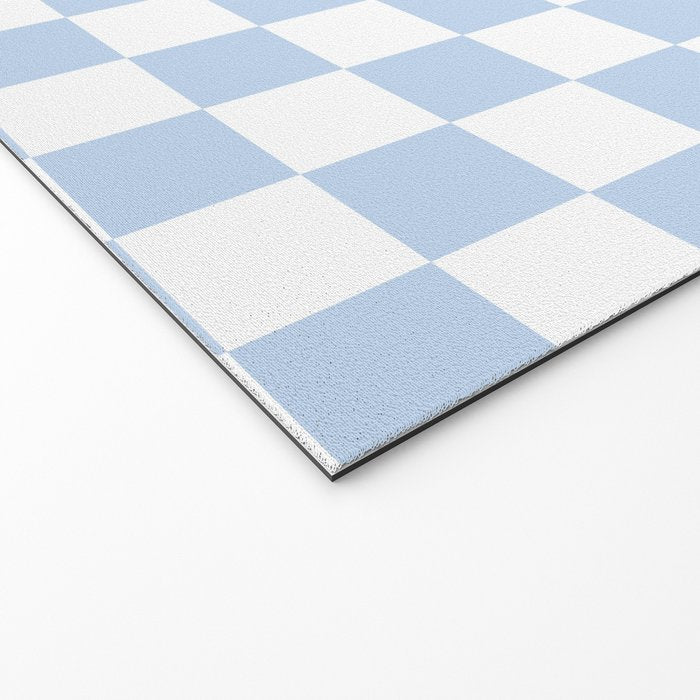 Checkerboard Mini Check Pattern in Baby Blue and White Welcome Mat Gallery Image 2