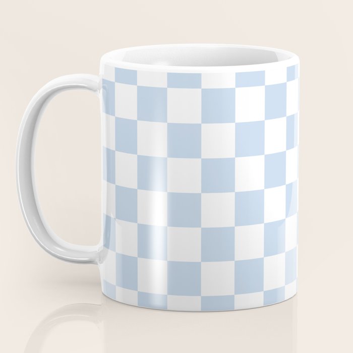 Checkerboard Mini Check Pattern in Baby Blue and White Coffee Mug Gallery Image 3