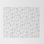 White Wildflowers Pattern Throw Blanket Gallery Image 2