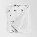 White Wildflowers Pattern Throw Blanket Gallery Image 3