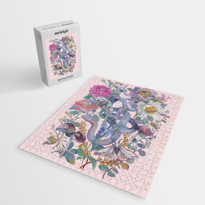 Pink Floral Garden Snake Jigsaw Puzzle Gallery Image 2