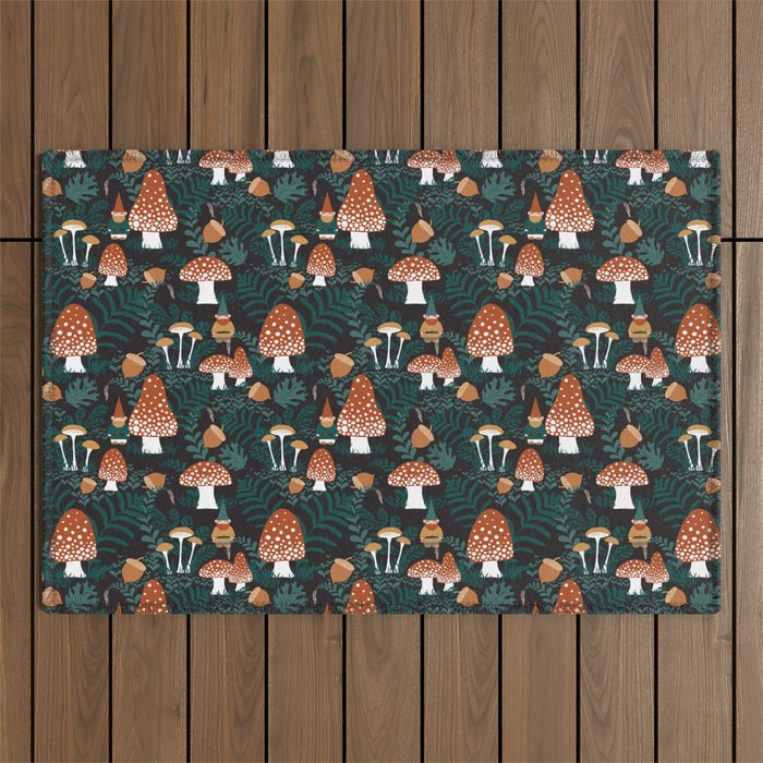 Mushroom Forest Gnomes Outdoor Rug Gallery Image 1