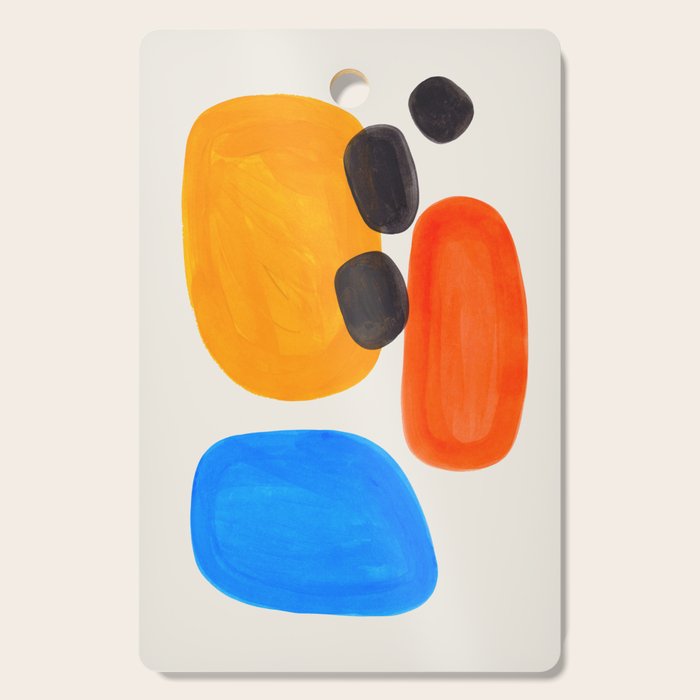 Minimalist Modern Mid Century Colorful Abstract Shapes Primary Colors Yellow Orange Blue Bubbles Cutting Board Gallery Image 1