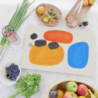 Minimalist Modern Mid Century Colorful Abstract Shapes Primary Colors Yellow Orange Blue Bubbles Cutting Board Gallery Image 2