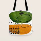 Modern Mid Century Fun Colorful Abstract Minimalist Painting Olive Green Yellow Ochre Buns Tote Bag Gallery Image 1
