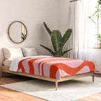 Modern Retro Liquid Swirl Abstract Pattern in Light Pink and Red Orange Comforter Gallery Image 2