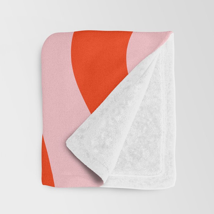 Modern Retro Liquid Swirl Abstract Pattern in Light Pink and Red Orange Throw Blanket Gallery Image 3