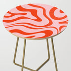 Modern Retro Liquid Swirl Abstract Pattern in Light Pink and Red Orange Side Table Gallery Image 2