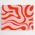 Modern Retro Liquid Swirl Abstract Pattern in Light Pink and Red Orange Jigsaw Puzzle Gallery Image 1