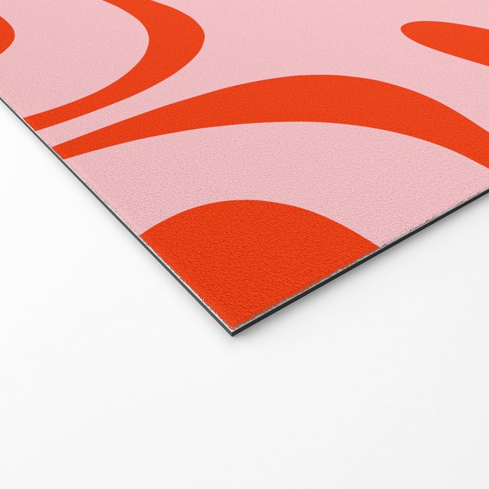 Modern Retro Liquid Swirl Abstract Pattern in Light Pink and Red Orange Welcome Mat Gallery Image 2