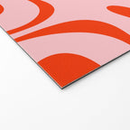 Modern Retro Liquid Swirl Abstract Pattern in Light Pink and Red Orange Welcome Mat Gallery Image 2