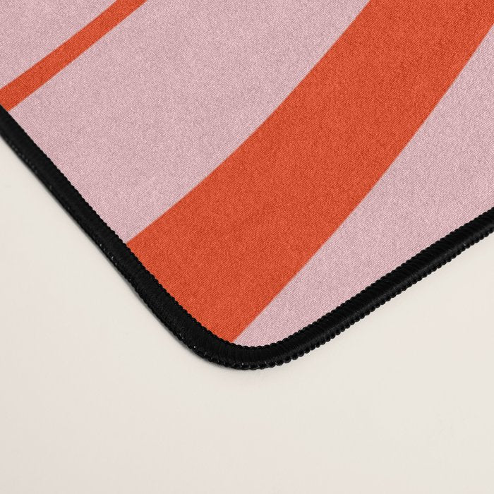 Modern Retro Liquid Swirl Abstract Pattern in Light Pink and Red Orange Desk Mat Gallery Image 4