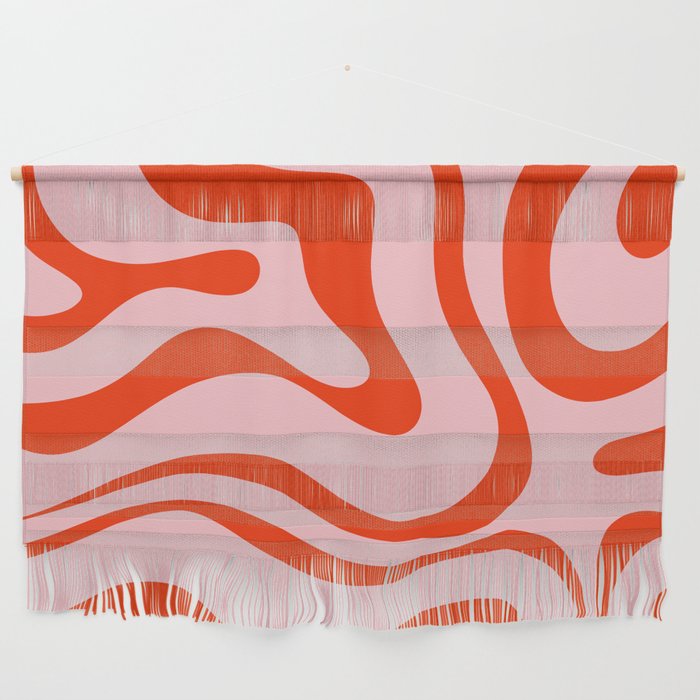 Modern Retro Liquid Swirl Abstract Pattern in Light Pink and Red Orange Wall Hanging Gallery Image 1