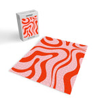 Modern Retro Liquid Swirl Abstract Pattern in Light Pink and Red Orange Jigsaw Puzzle Gallery Image 2