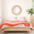 Modern Retro Liquid Swirl Abstract Pattern in Light Pink and Red Orange Duvet Cover Gallery Image 3