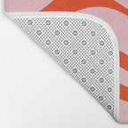 Modern Retro Liquid Swirl Abstract Pattern in Light Pink and Red Orange Bath Mat Gallery Image 2