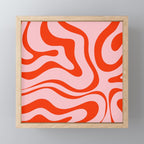 Modern Retro Liquid Swirl Abstract Pattern in Light Pink and Red Orange Mini Art Print Gallery Image 1