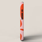 Modern Retro Liquid Swirl Abstract Pattern in Light Pink and Red Orange iPhone Case Gallery Image 2