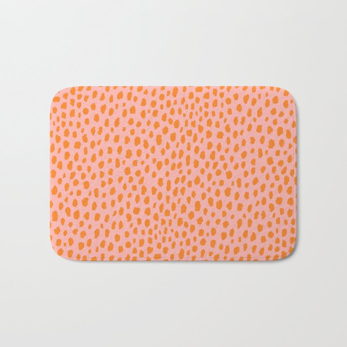 Orange And Pink Polka Dot Spots Pattern (Orange/Pink) Bath Mat Gallery Image 1