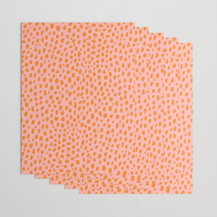Orange and Pink Polka Dot Spots Pattern (orange/pink) Wrapping Paper Gallery Image 3