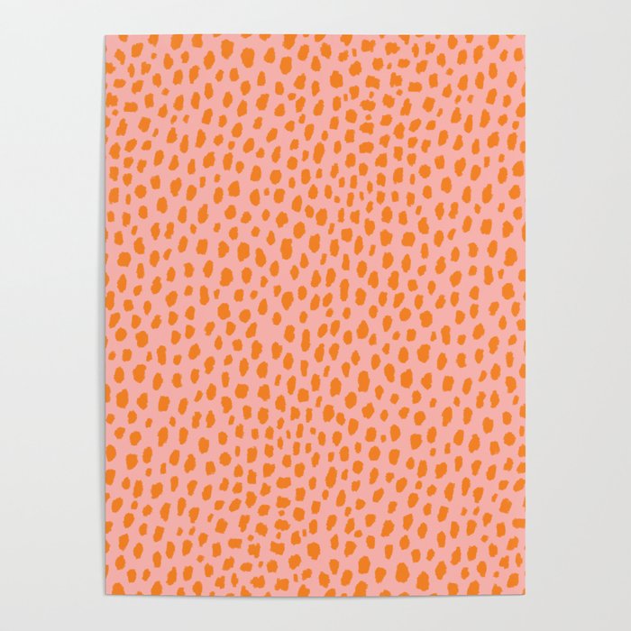 Orange and Pink Polka Dot Spots Pattern (orange/pink) Poster Gallery Image 1